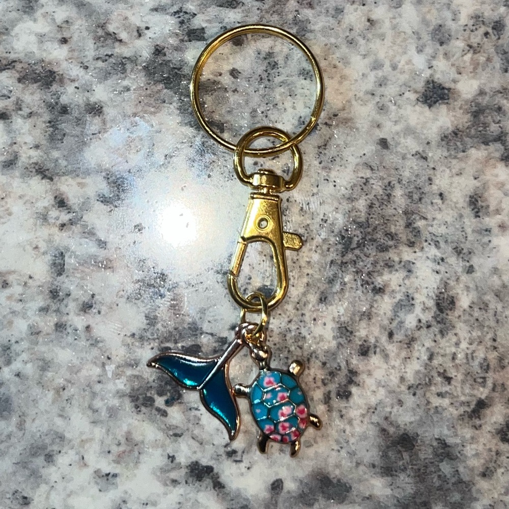 BRAND NEW Dark Blue Turtle & Fishtail Keychain